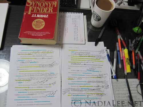 Nadia Lee's desk (revision mode)